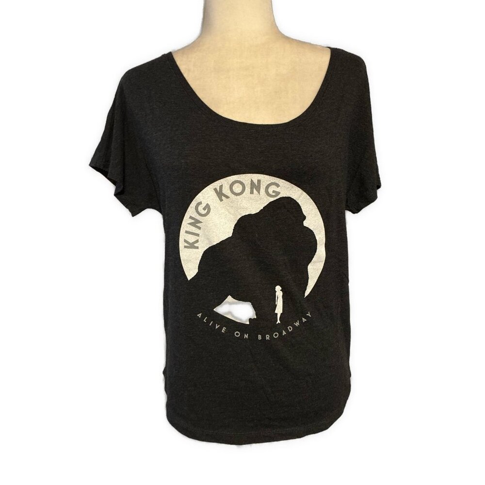 King Kong Alive On Broadway Charcoal Gray White Short Sleeve T Shirt Small